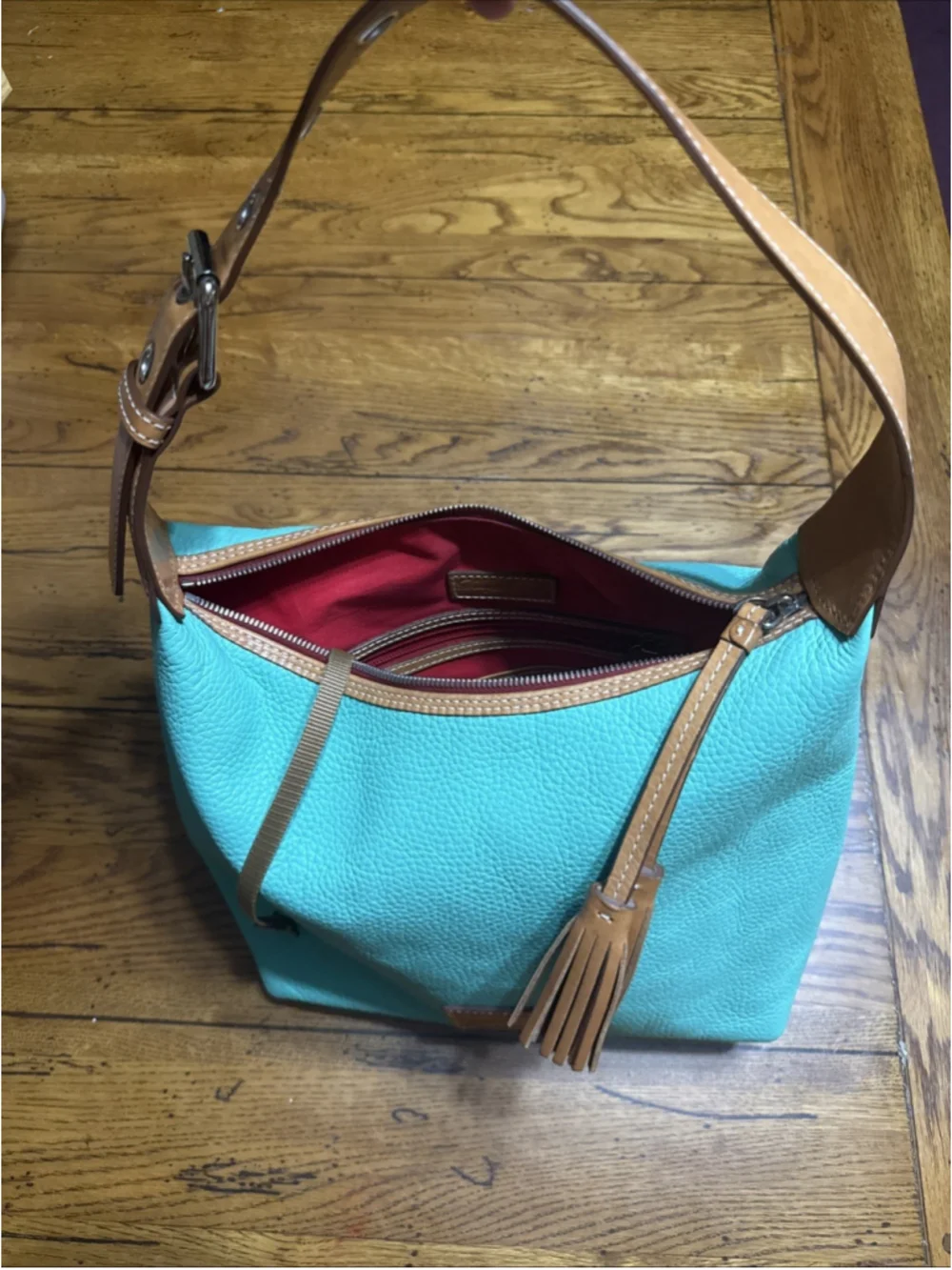 Dooney & Bourke Pebble Grain Paige Sac Hobo Bag in Carribean Green